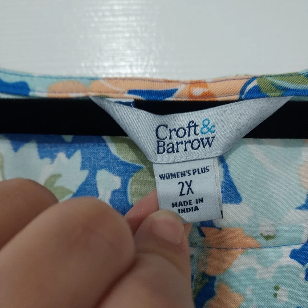 NWT Croft & Barrow Woman's Plus Blue Floral Short Sleeve A-Line Dress in Size 2X - Picture 3 of 10